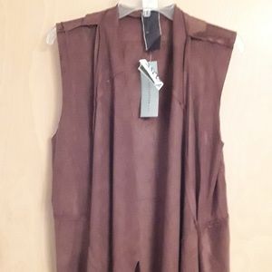 Brown Suede Moon Collection Boho Cardigan NWT XL